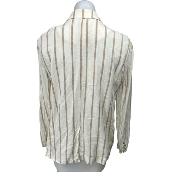 Rails Flynn Cream White Striped Linen Button Oversized Blazer Coat Jacket Top M - Picture 2 of 4